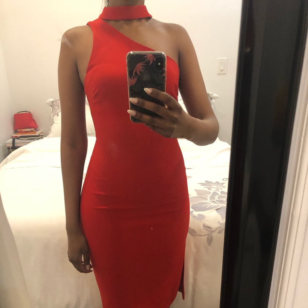 One Shoulder Likely Dress featuring Choker